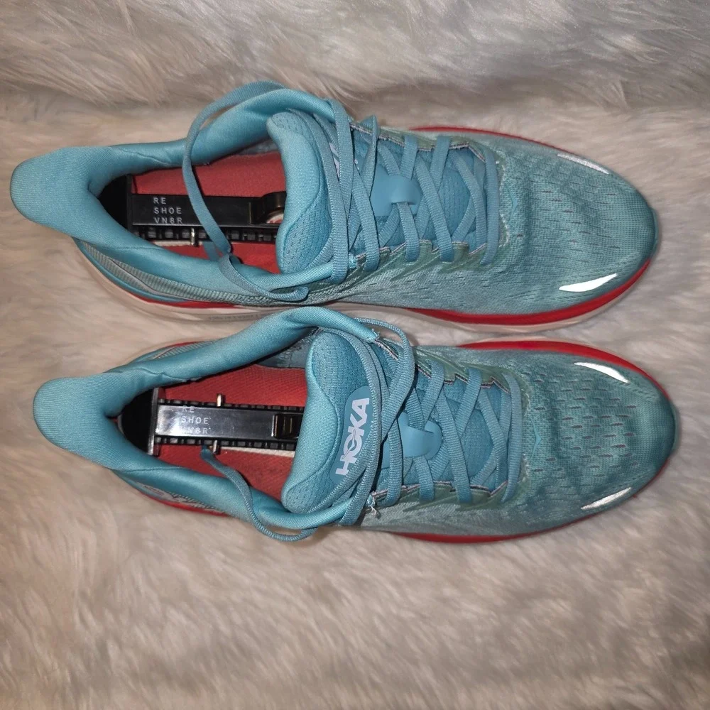 Women's Running Shoes HOKA Clifton 8 Blue Red Size 9.5B 1119394